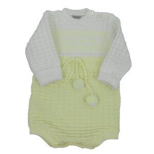 Vintage Knit Baby One-piece Outfit Size 3-6? Cradle Knits Long Sleeve Yellow